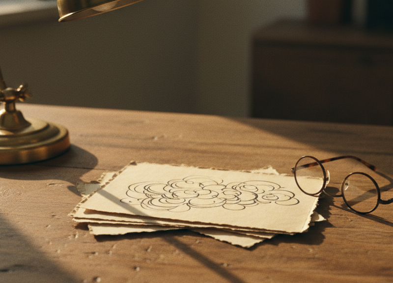 A small stack of handwritten letters with torn envelope edges on a desk.