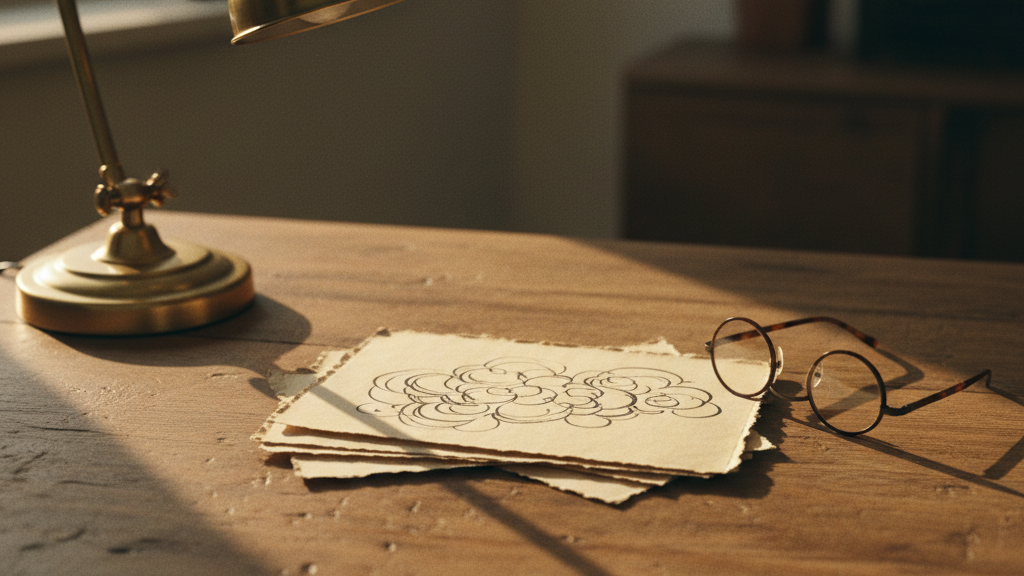 A small stack of handwritten letters with torn envelope edges on a desk.