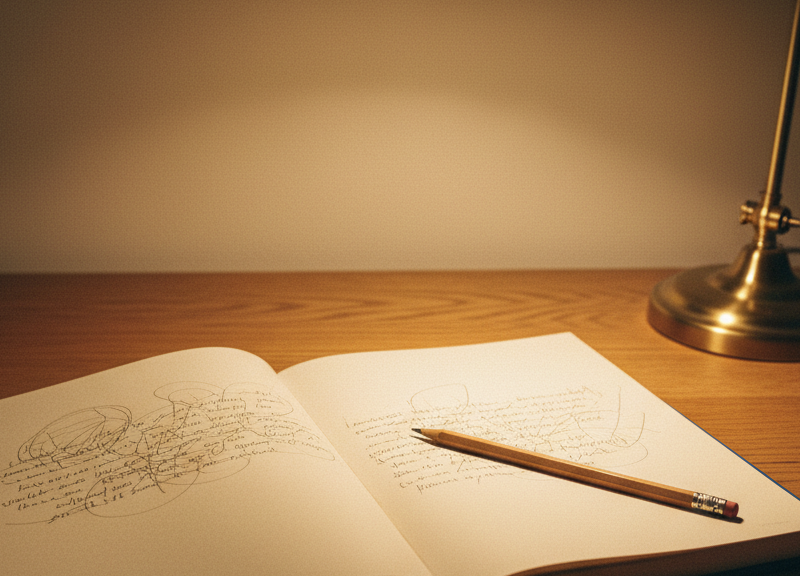 An open exam blue-book on a desk.