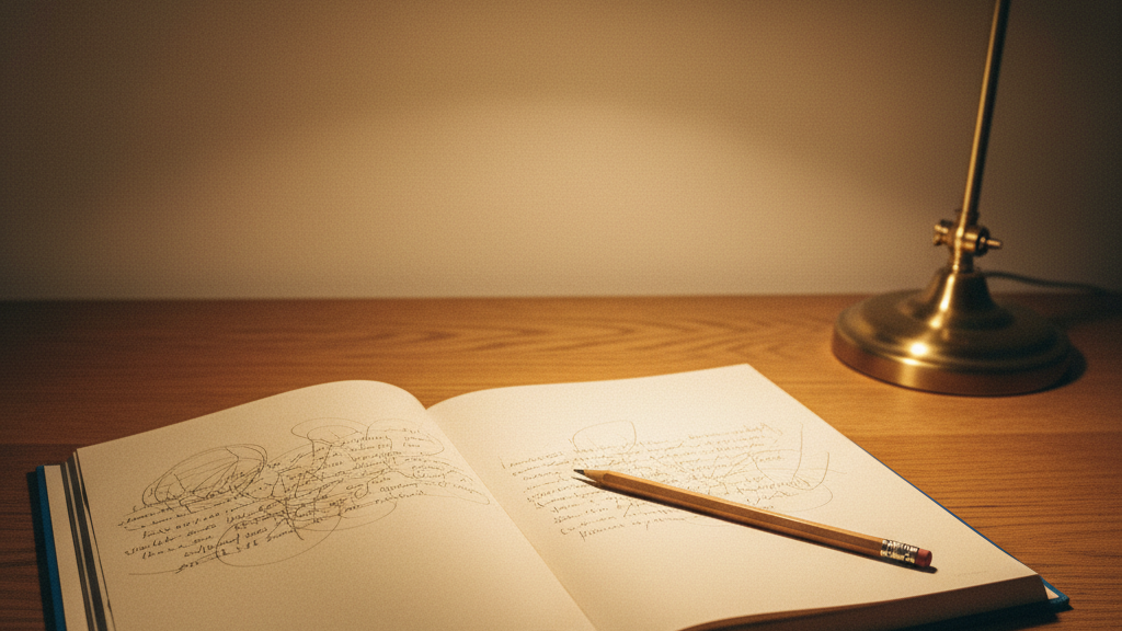 An open exam blue-book on a desk.
