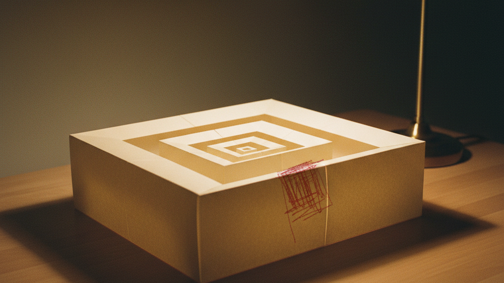 A sequence of nested paper boxes on a desk.